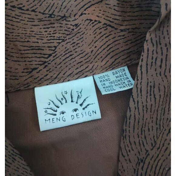 Meng Design Women's Art to Wear Top Size S M Dragonfly Kimono Brown Rayon - Picture 7 of 11